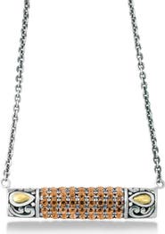 SAMUEL B. Sterling Silver & 18K Gold Pavé Citrine Pendant Necklace
