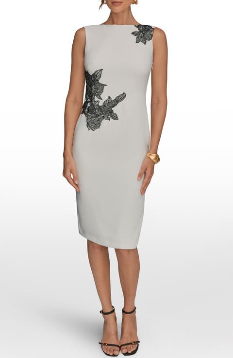 Embroidered Sheath Dress