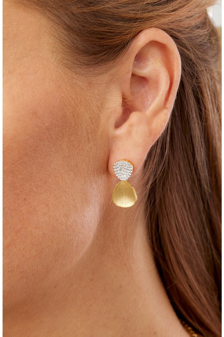 Cubic Zirconia Pavé Drop Earrings, Main, color, YELLOW