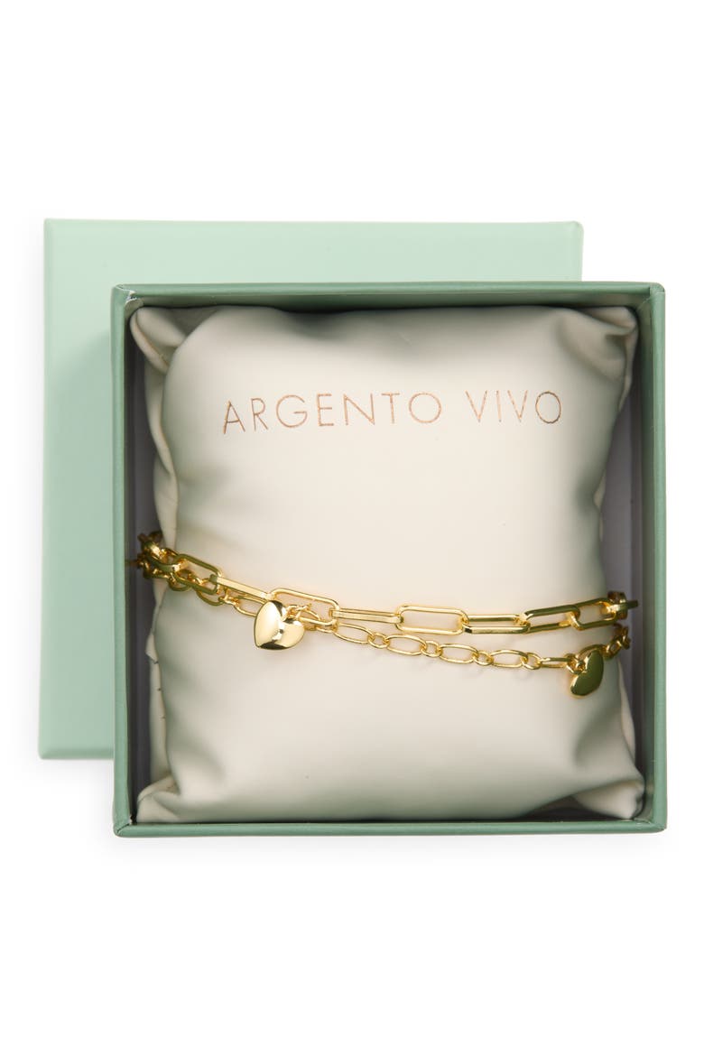 Heart Charm Paper Clip Chain Bracelet, Main, color, GOLD