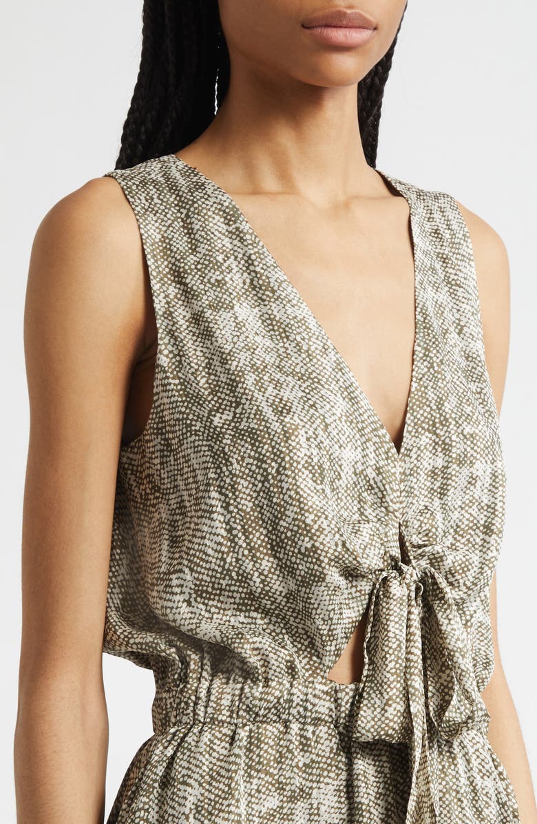 Ramy Brook Itzel Abstract Snakeskin Print Silk Blend Minidress, Alternate, color, Olive Baja Dot