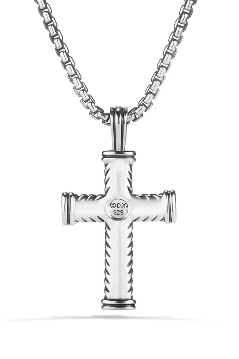 'Chevron' Cross on Chain, Alternate, color, SILVER
