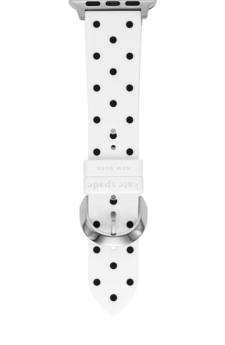 Kate Spade New York polka dot silicone 18mm Apple Watch<sup>®</sup> watchband, Main, color, 