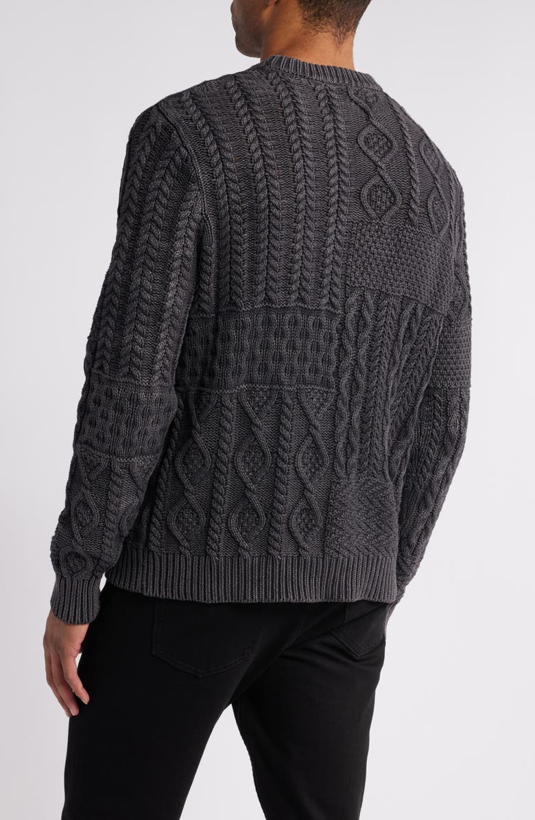 Schott NYC Stonewashed Patchwork Cable Sweater, Alternate, color, 