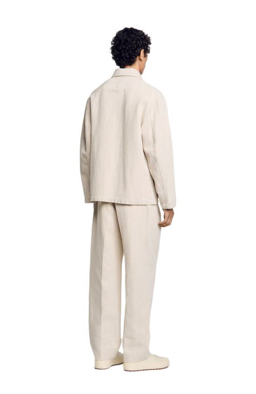 Sandro Cotton-linen Worker Overshirt In Oats