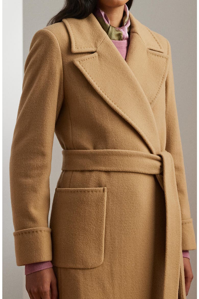 Belted Wool & Cashmere Blend Wrap Coat, Alternate, color, CAMEL