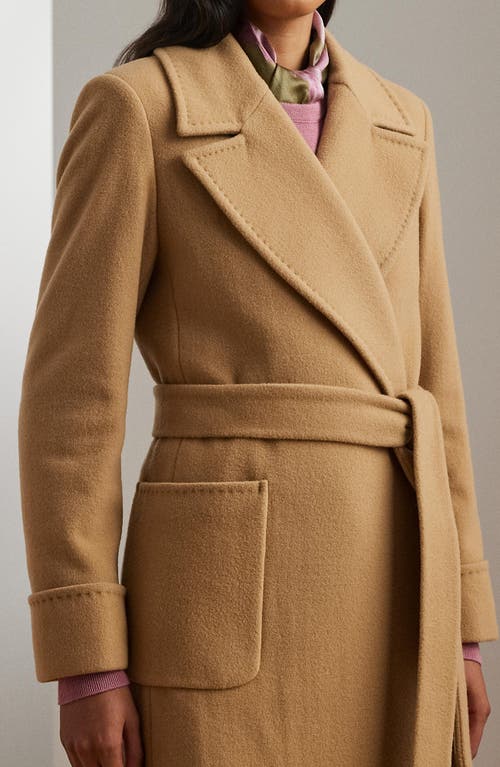Ralph Lauren Lauren  Belted Wool Blend Wrap Coat In Neutral
