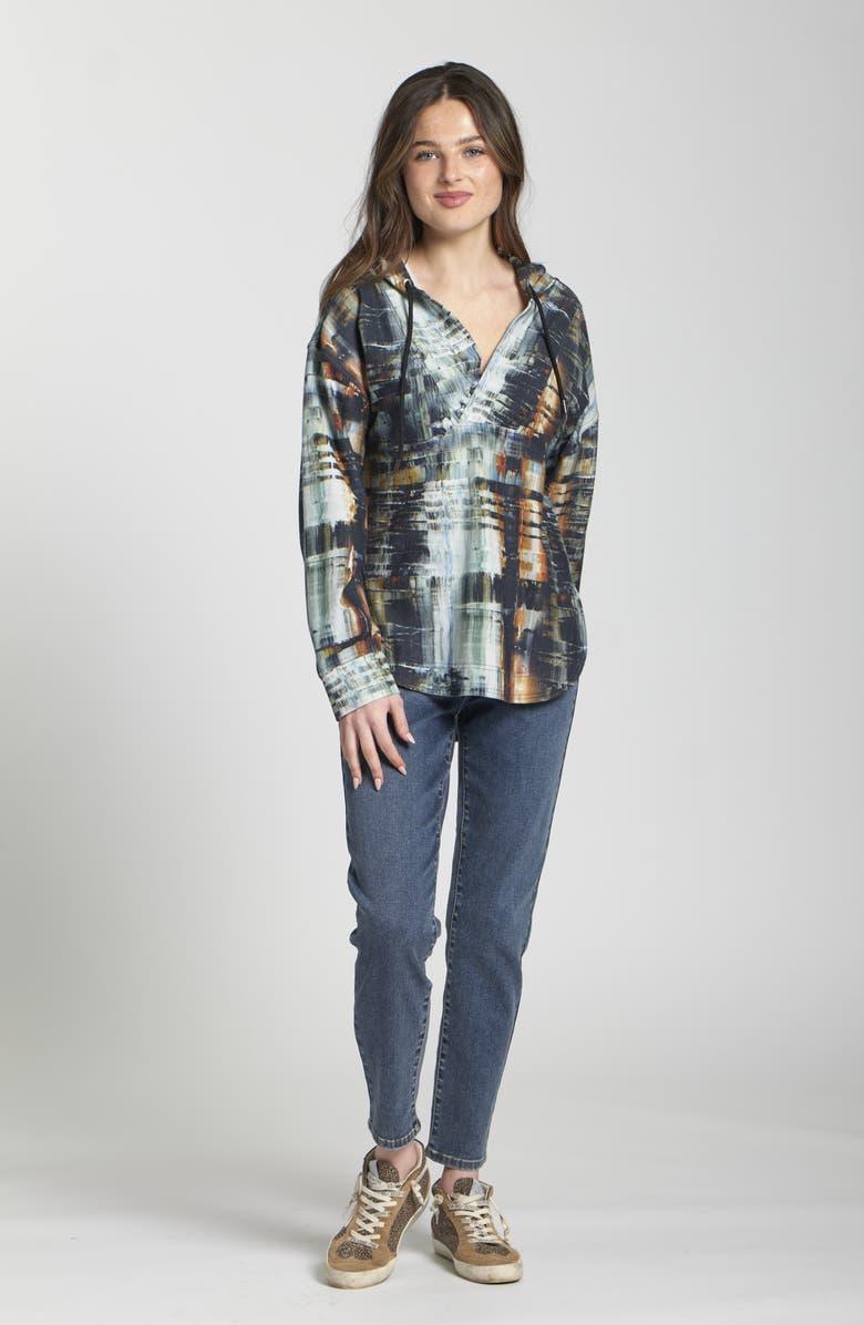 APNY Print Cotton Hoodie, Alternate, color, Green Multi