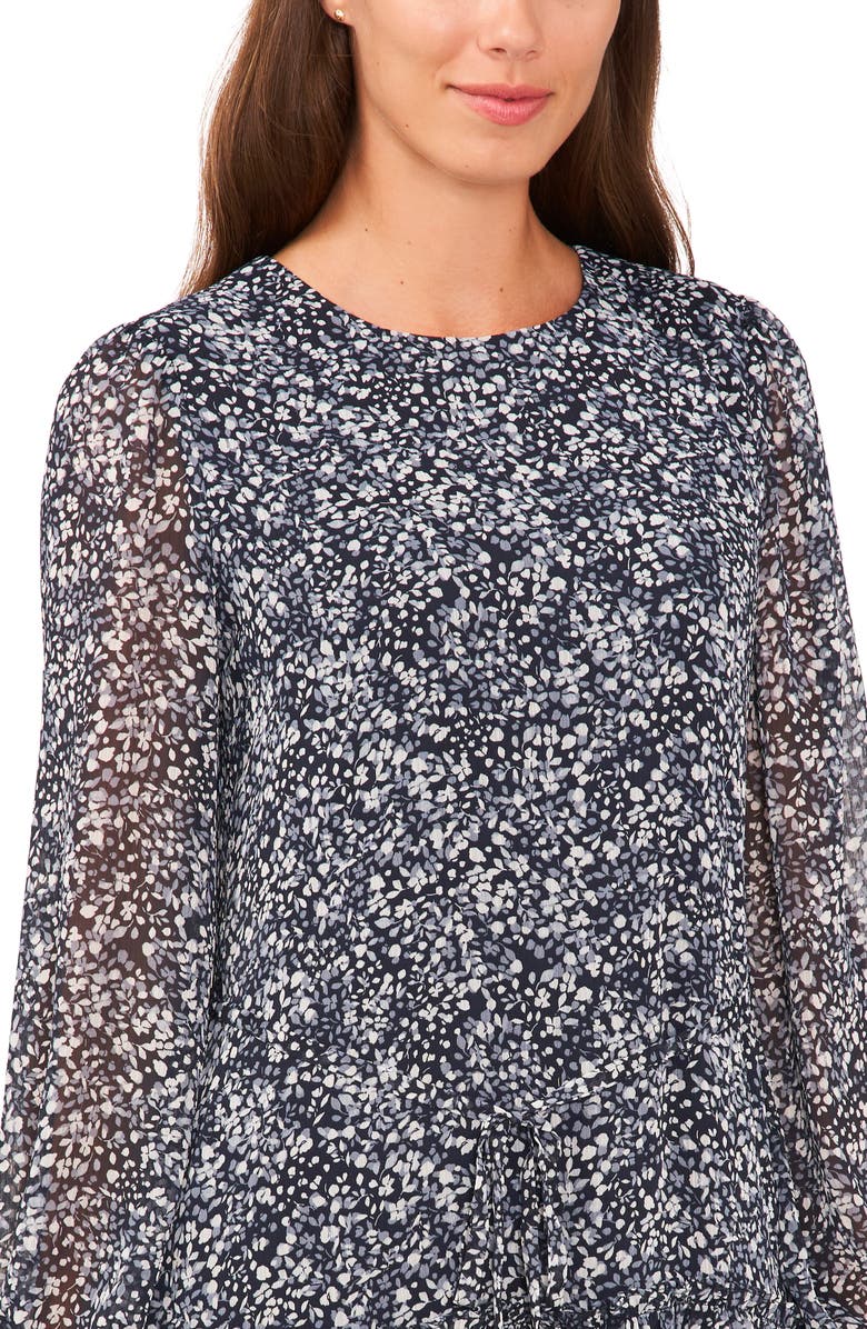 Halogen<sup>®</sup> Floral Long Sleeve Ruffle Hem Dress, Alternate, color,