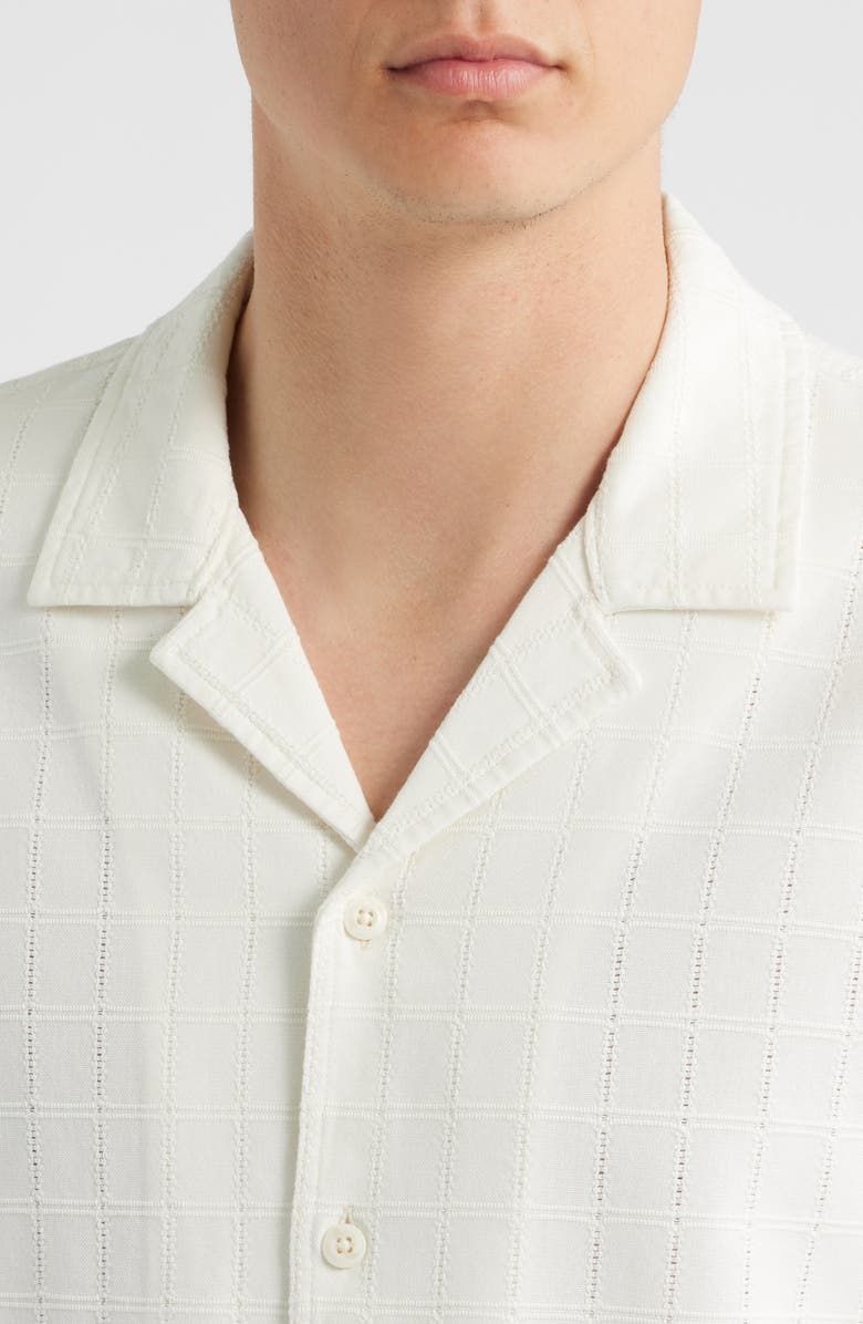 Treasure & Bond Grid Eyelet Cotton Camp Shirt, Alternate, color, Ivory Egret