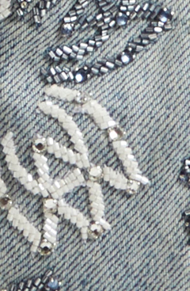 AMIRI Embellished Quad Logo Straight Leg Jeans, Alternate, color, Antique Indigo