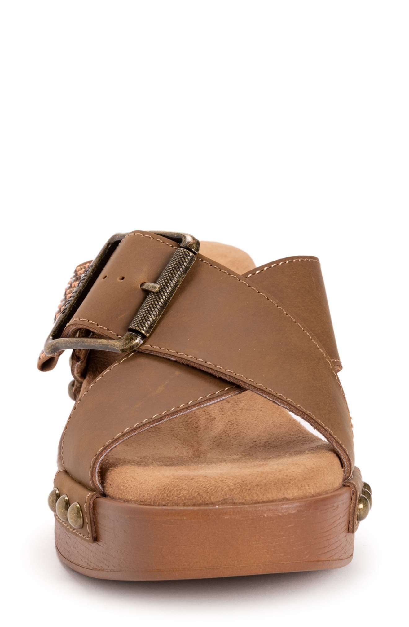 MUK LUKS Charlotte Platform Slide Sandal, Alternate, color, Brown
