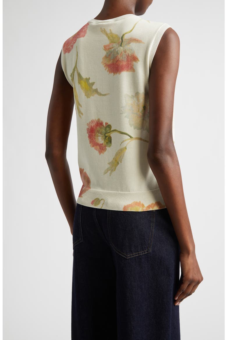 Poppy Print Silk & Cotton Sweater Tank, Alternate, color, ALMOND MULTI