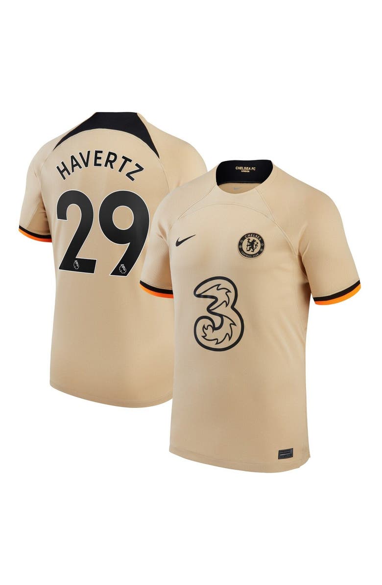 Nike Men's Nike Kai Havertz Gold Chelsea 2022/23 Third Replica Player Jersey, Main, color, 