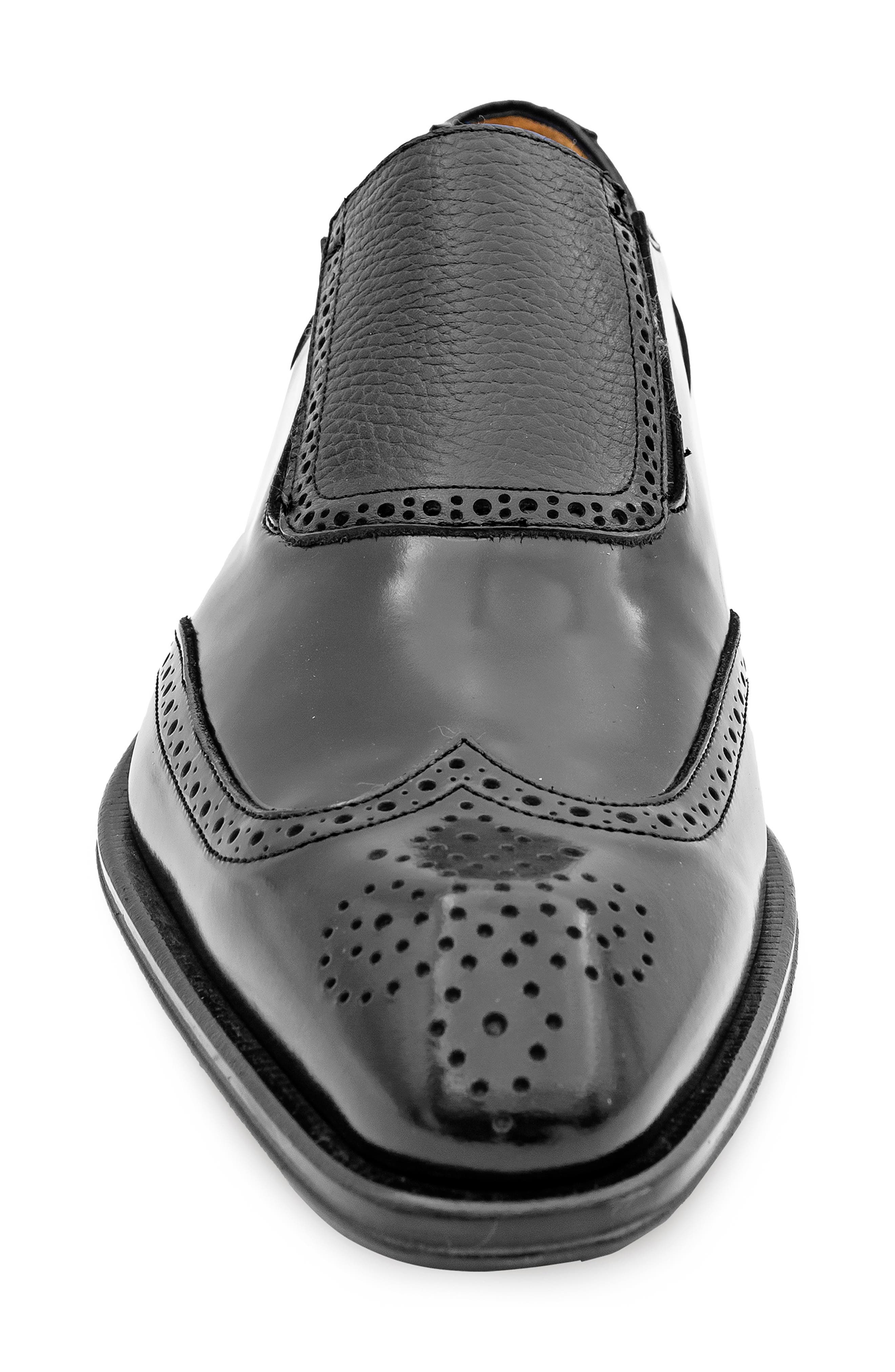 Wingtip Slip-On Shoe, Alternate, color, BLACK