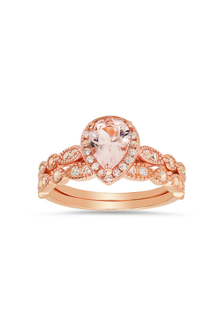 Sterling Silver 2-Piece Ring Set, Main, color, ROSE GOLD