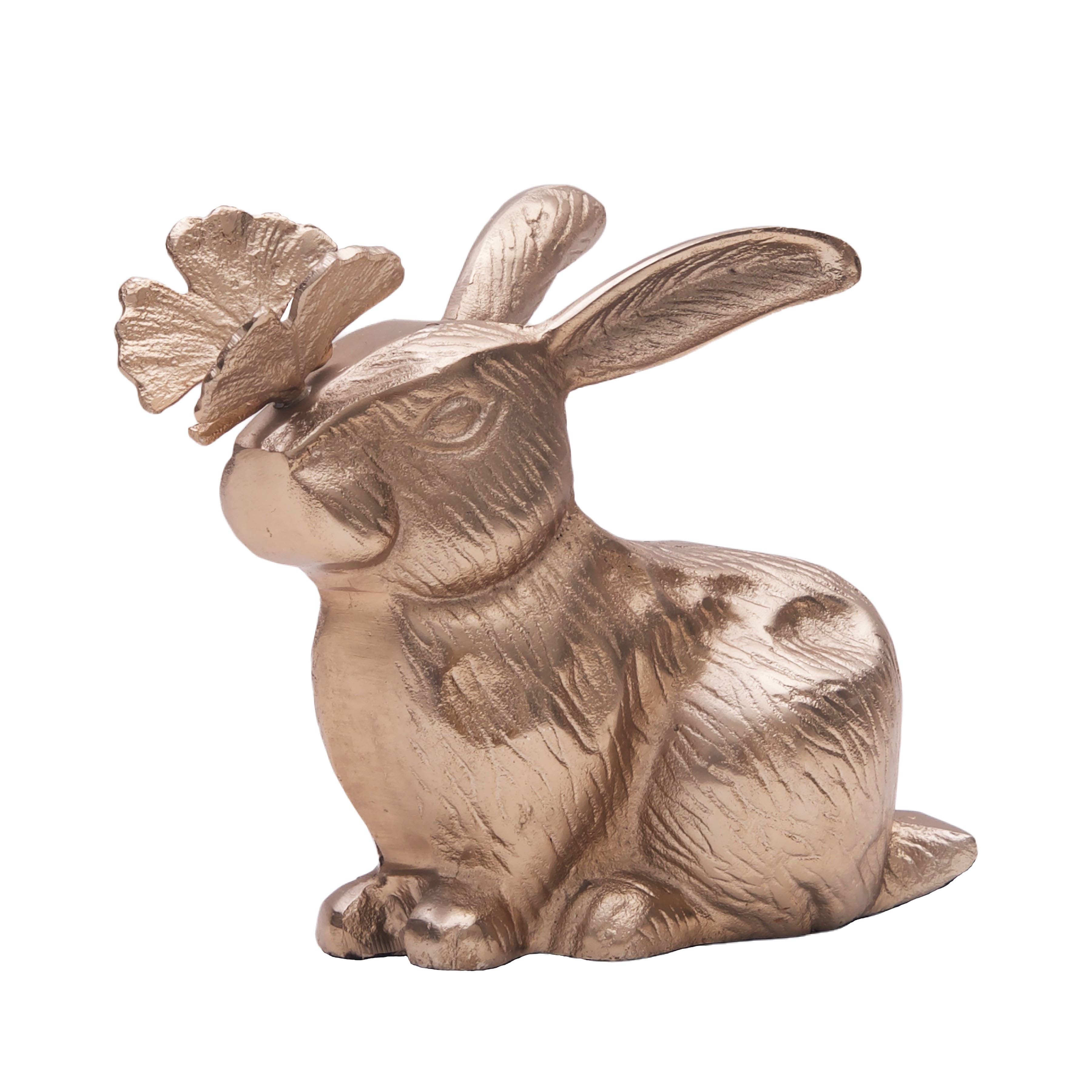 Gallerie Ii Metal Solid Easter Bunny Rabbit Decorative Figurine In Gold