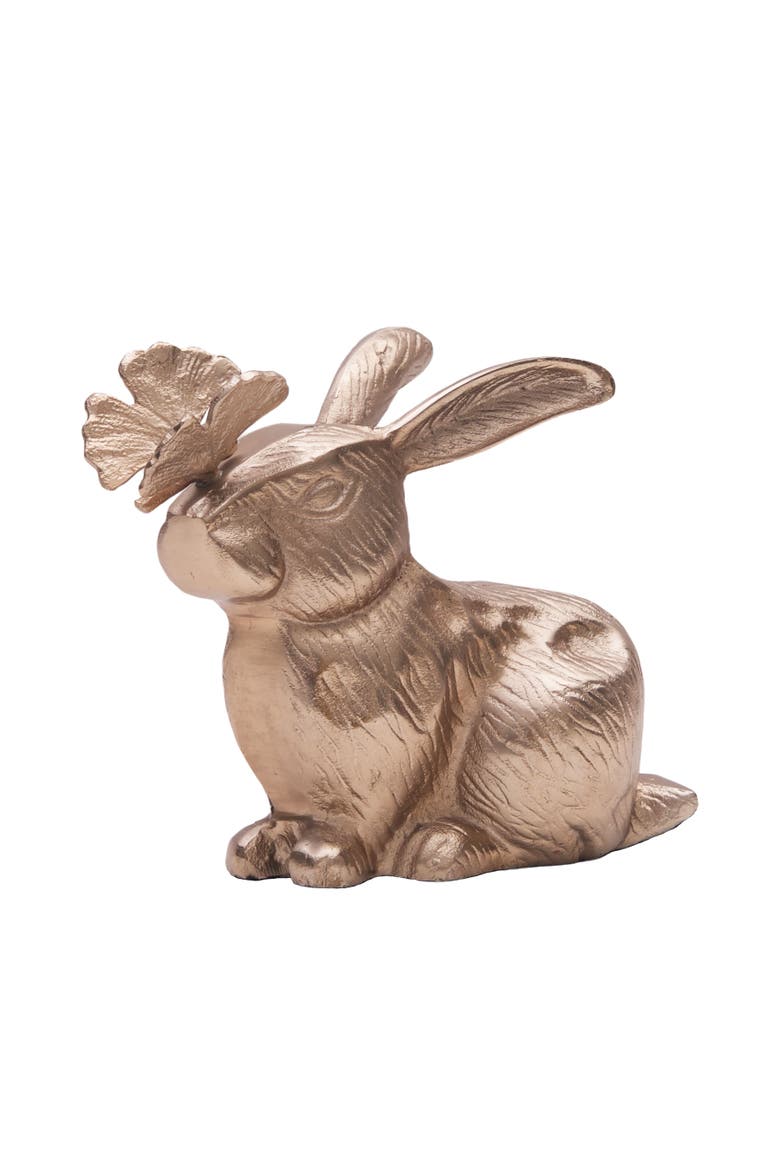 Metal Solid Easter Bunny Rabbit Decorative Figurine, Main, color, Gold