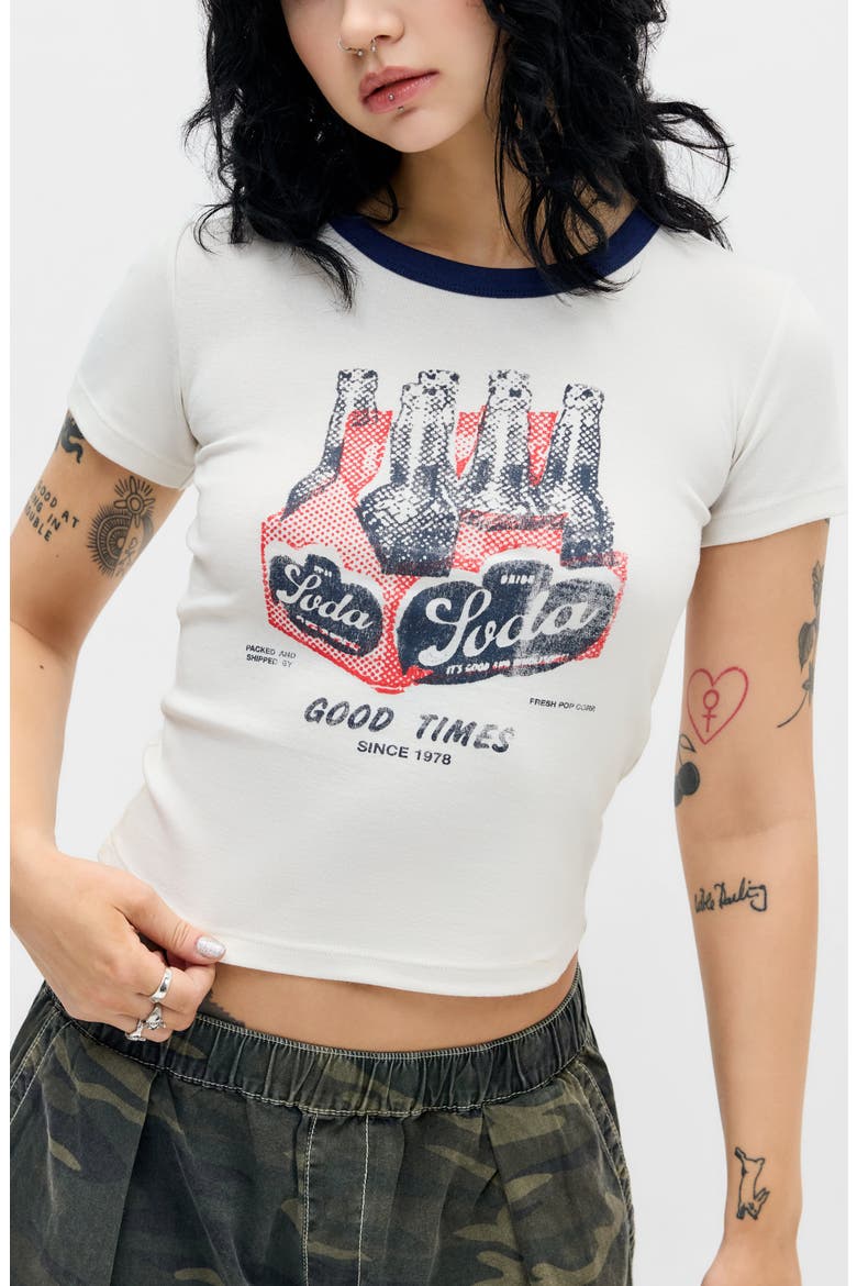 Soda Cotton Graphic Baby Tee, Main, color, WHITE