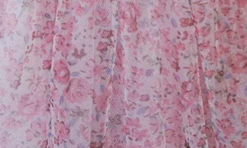 Popatu Kids' Floral Tiered Mesh Party Dress In Pink
