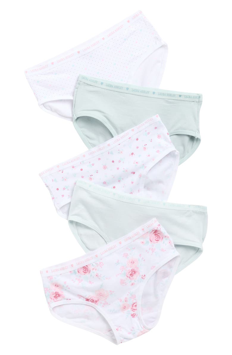 Laura Ashley Kids' Assorted 5-Pack Bikini Briefs, Main, color, Blue Multi