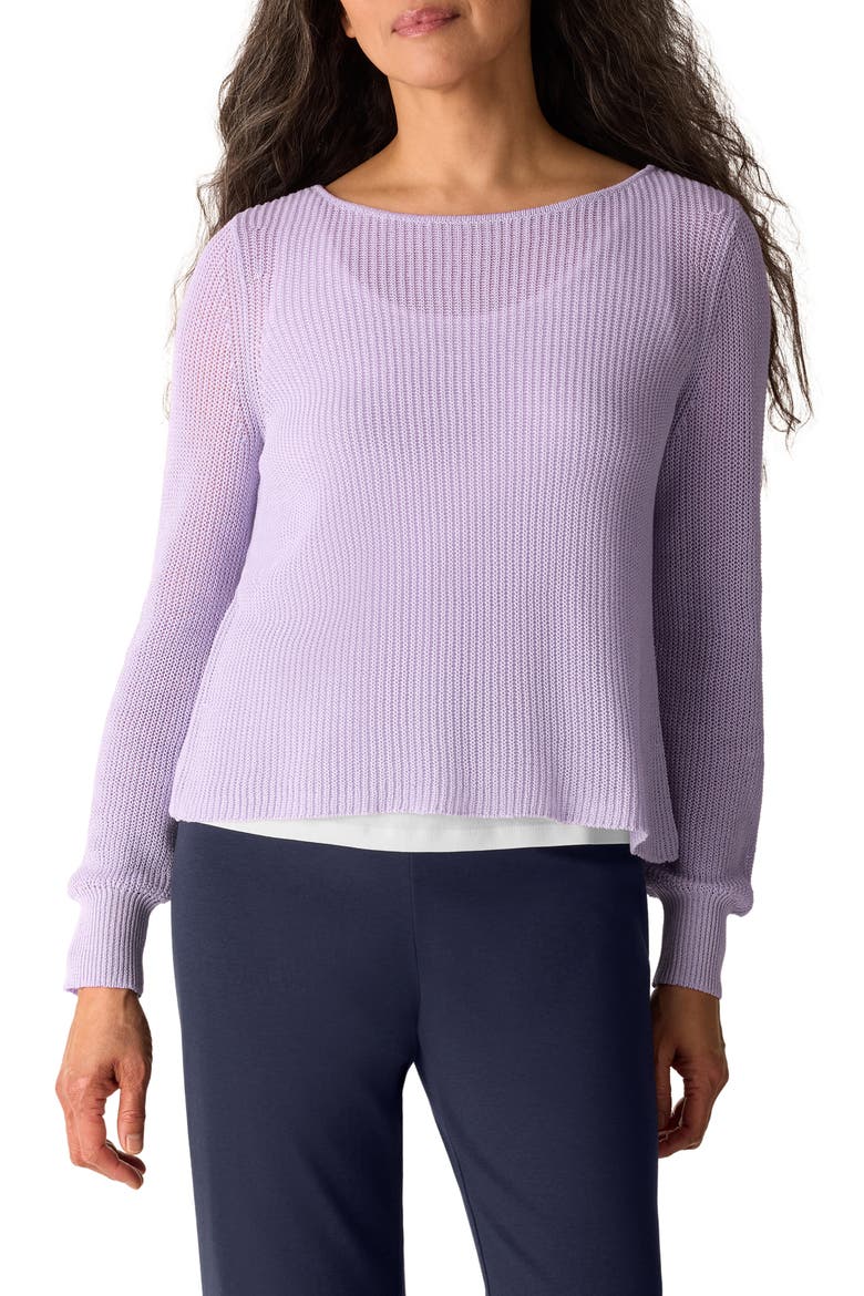 Organic Cotton & Silk Ballet Neck Sweater, Main, color, LILAC FROST