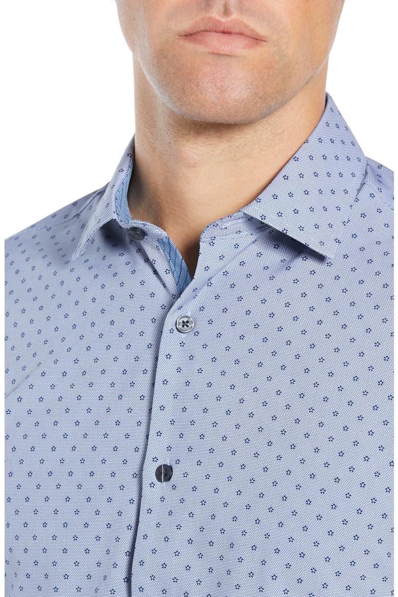 Trim Fit Performance Stretch Floral Dress Shirt, Alternate, color, NAVY