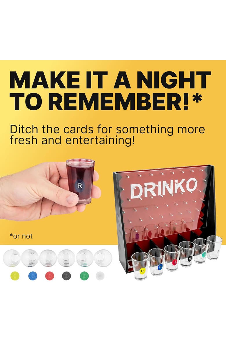 Fairly Odd Novelties DRINKO, Shot Glass Drinking Party Game, Adult Game Night, Alternate, color, Multicolored