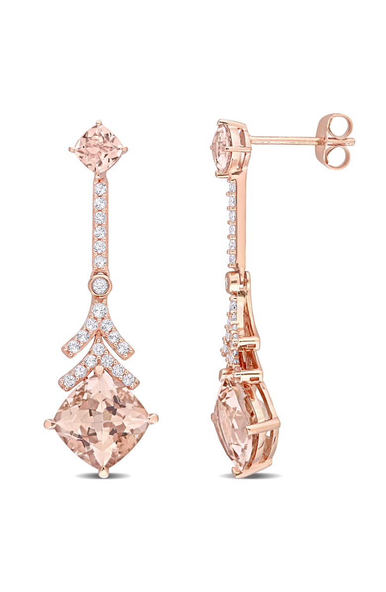 Julianna B. Morganite & White Topaz Drop Earrings 14K, Main, color,