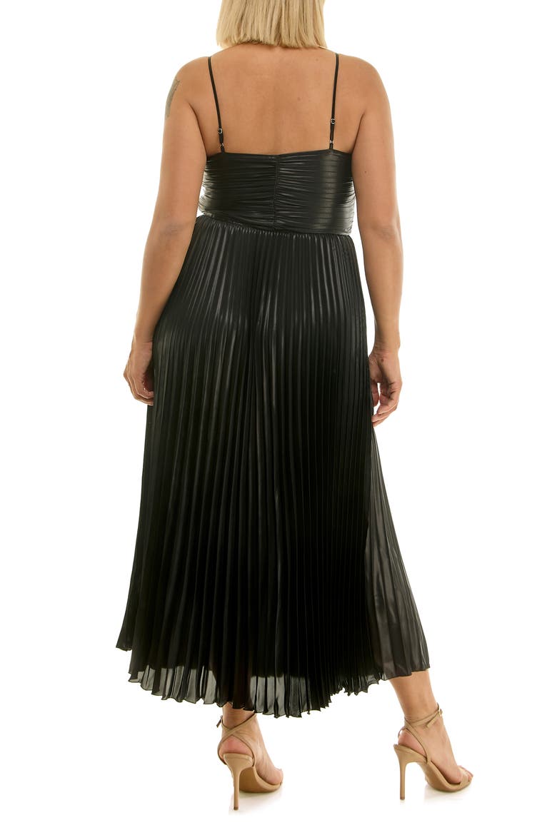 Metallic Pleated Midi Dress, Alternate, color, VERY BLACK METALLIC