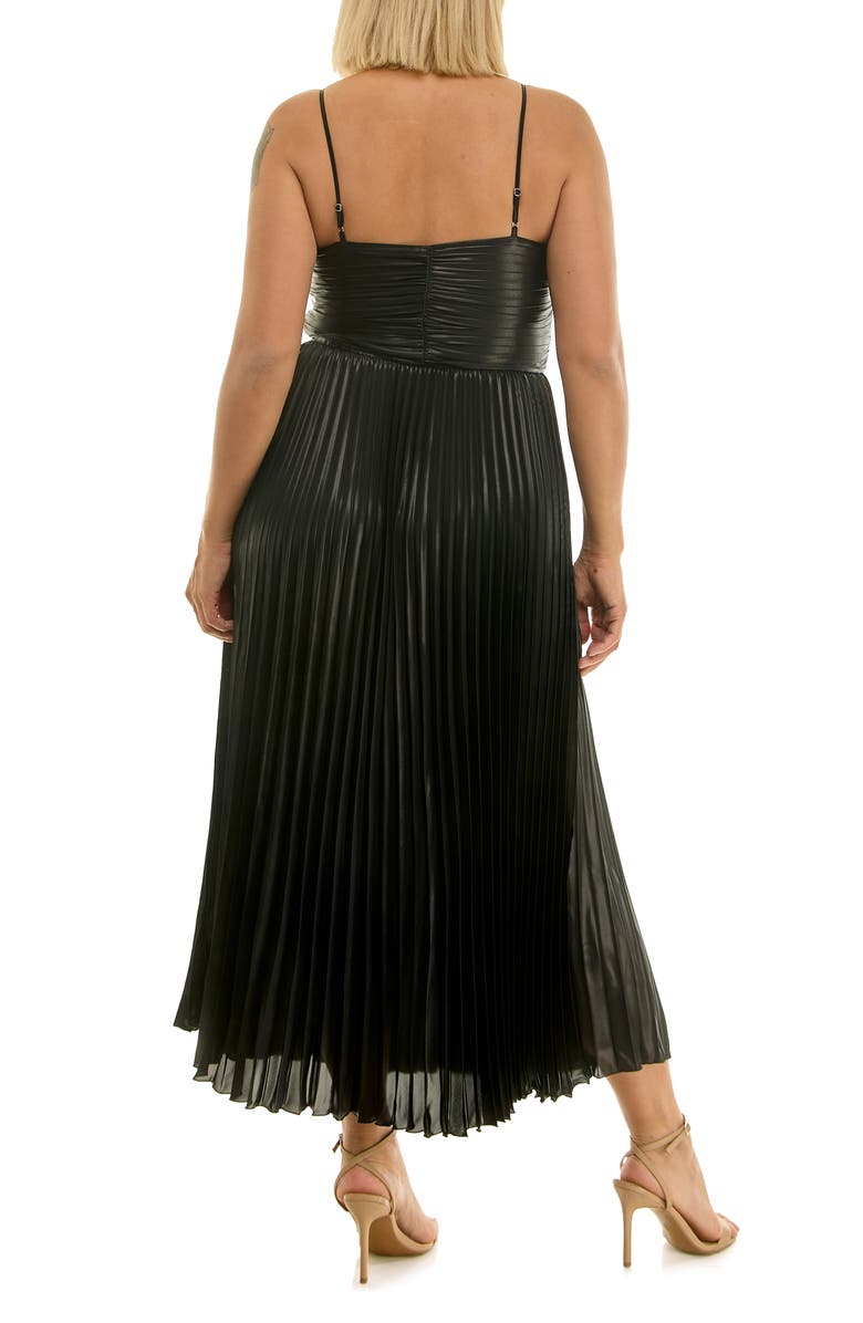 Nicole Miller Pleated Metallic Midi Dress, Alternate, color, Very Black Metallic