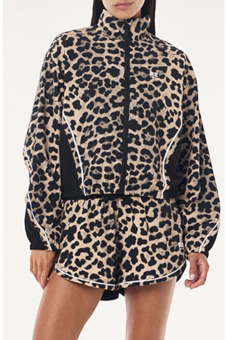 Linear Water Repellent Jacket, Main, color, LEOPARD/ BLACK