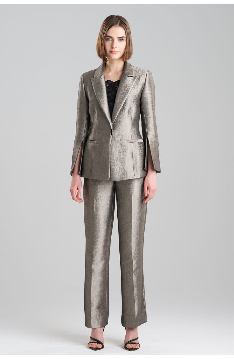 Natori Metallic Jacquard Blazer, Main, color, Dark Copper