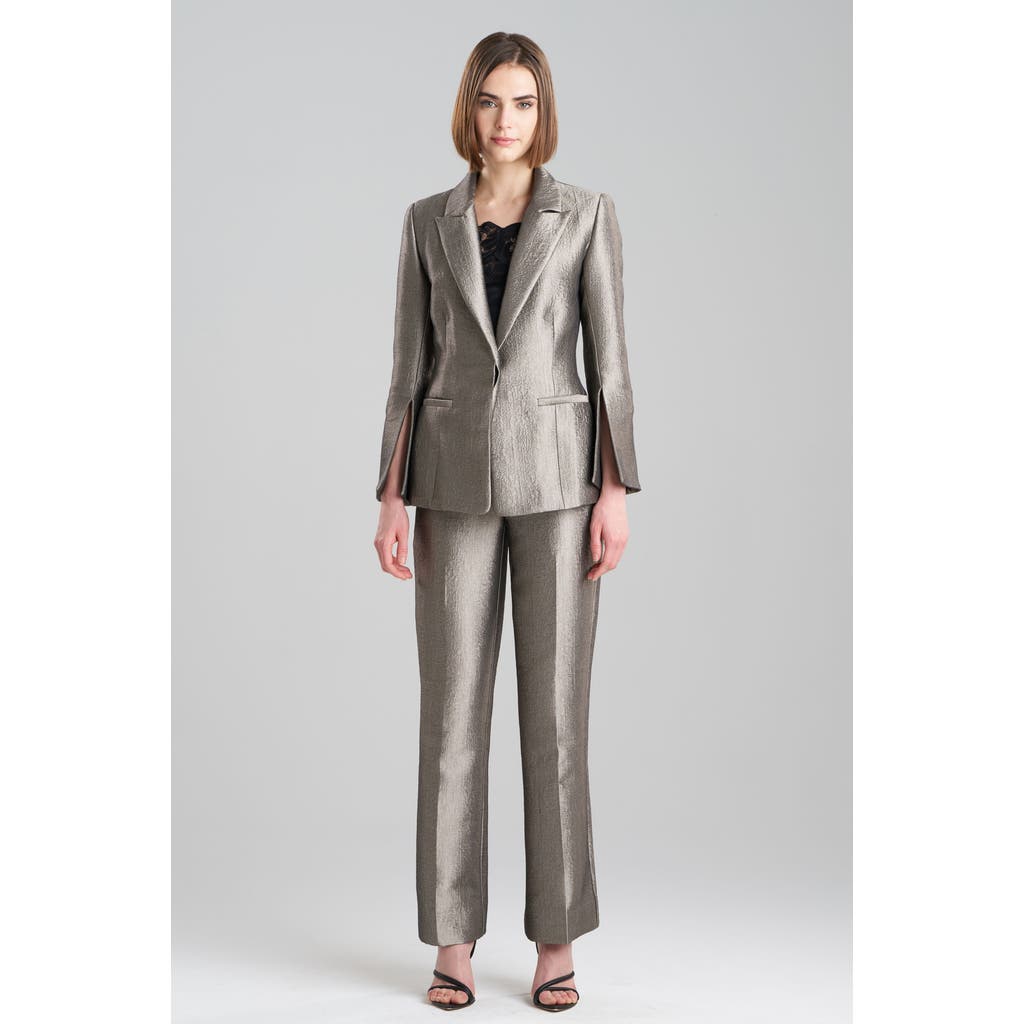 Natori Peak-lapel Metallic Jacquard Blazer In Dark Copper