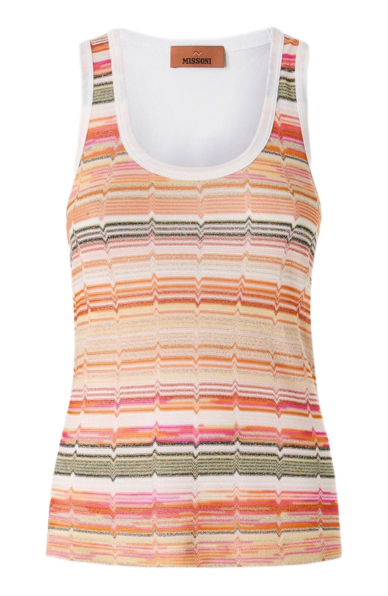 Missoni Tank Top With Knitted Insert In Greek Lamé Motif, Alternate, color, 
