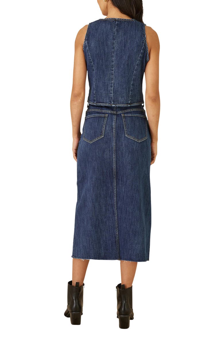 Yumi Button Up Denim Stretch Waistcoat, Alternate, color, Blue