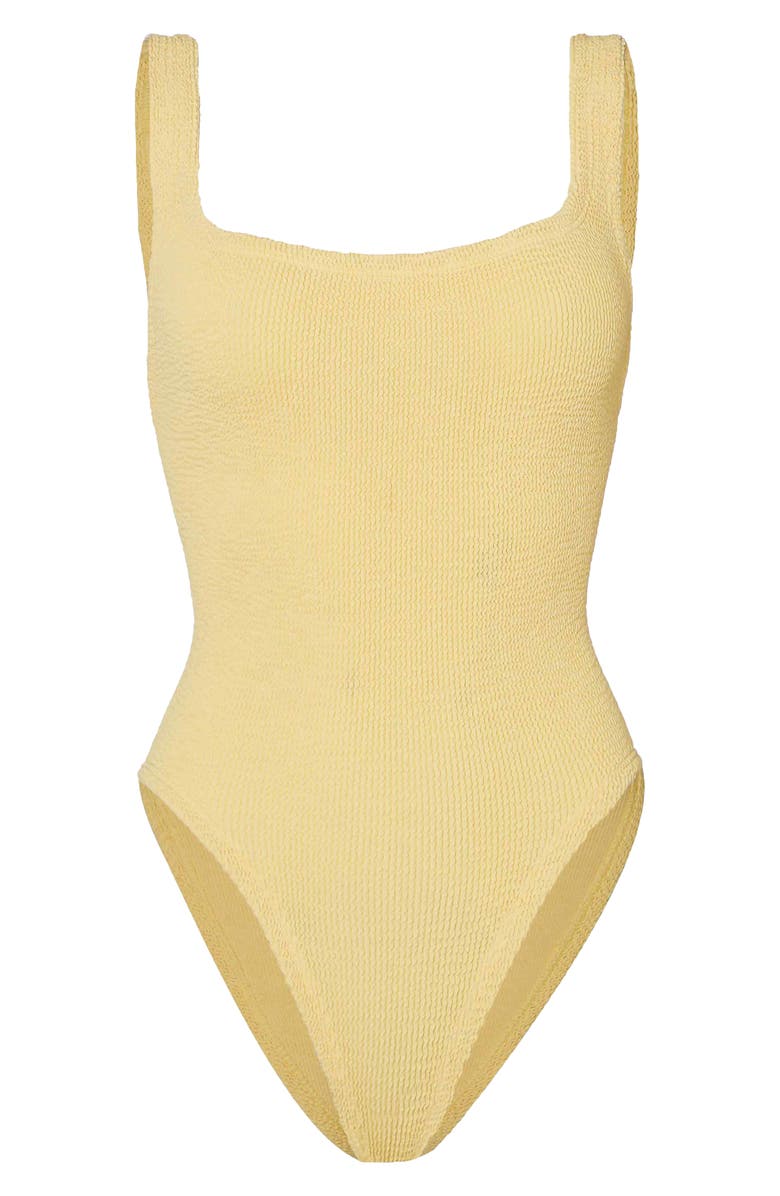 Hunza G Square Neck One-Piece Swimsuit, Alternate, color, Butter
