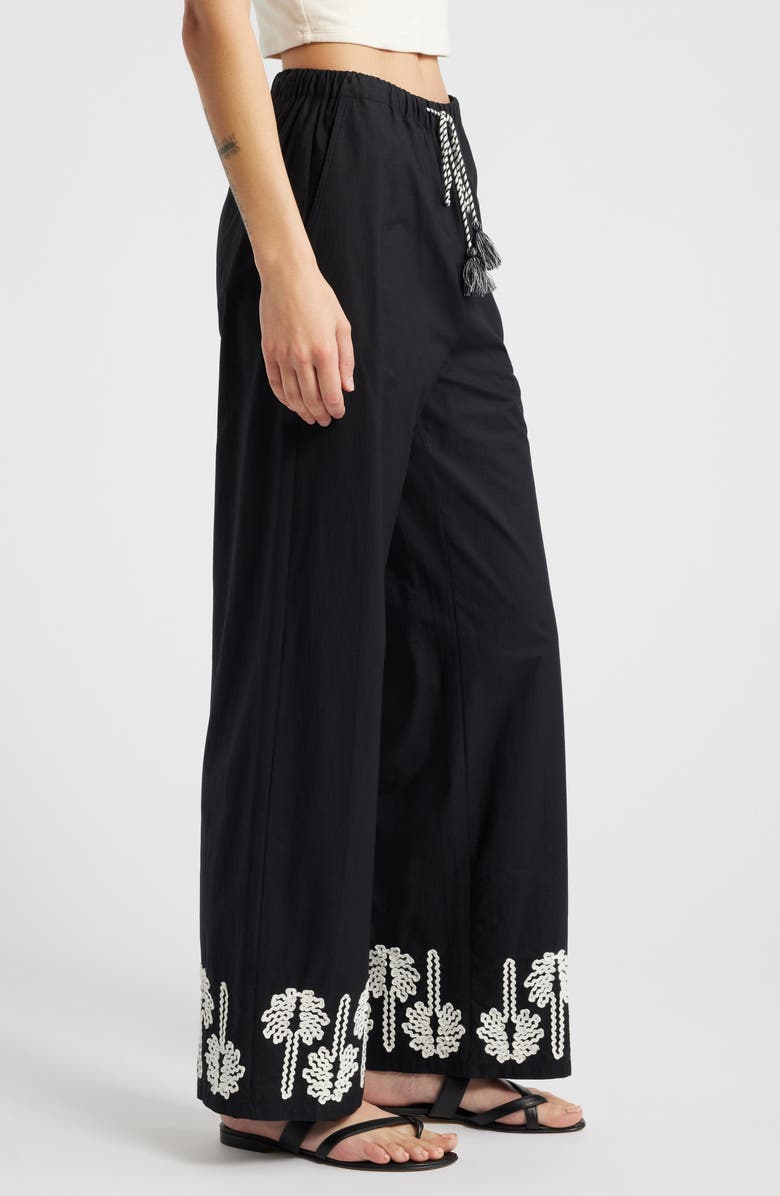 Rails Emmie Rickrack Palm Drawstring Pants, Alternate, color, Black Ivory Palm Trees