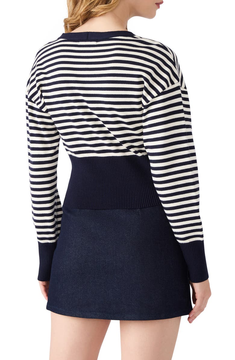 Steve Madden Lauryn Stripe Crop Cardigan, Alternate, color, Midnight