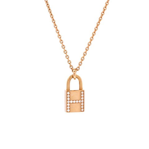 Amulettes Cadenas Pendant Necklace 18K Rose Gold with Diamonds