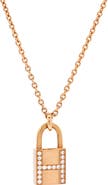 Pre-Owned Hermes Amulettes Cadenas Pendant Necklace 18K Rose Gold with Diamonds