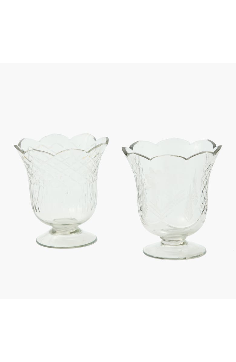 Mrs. Alice Scalloped Engraved Glass Vase, Alternate, color, Clear