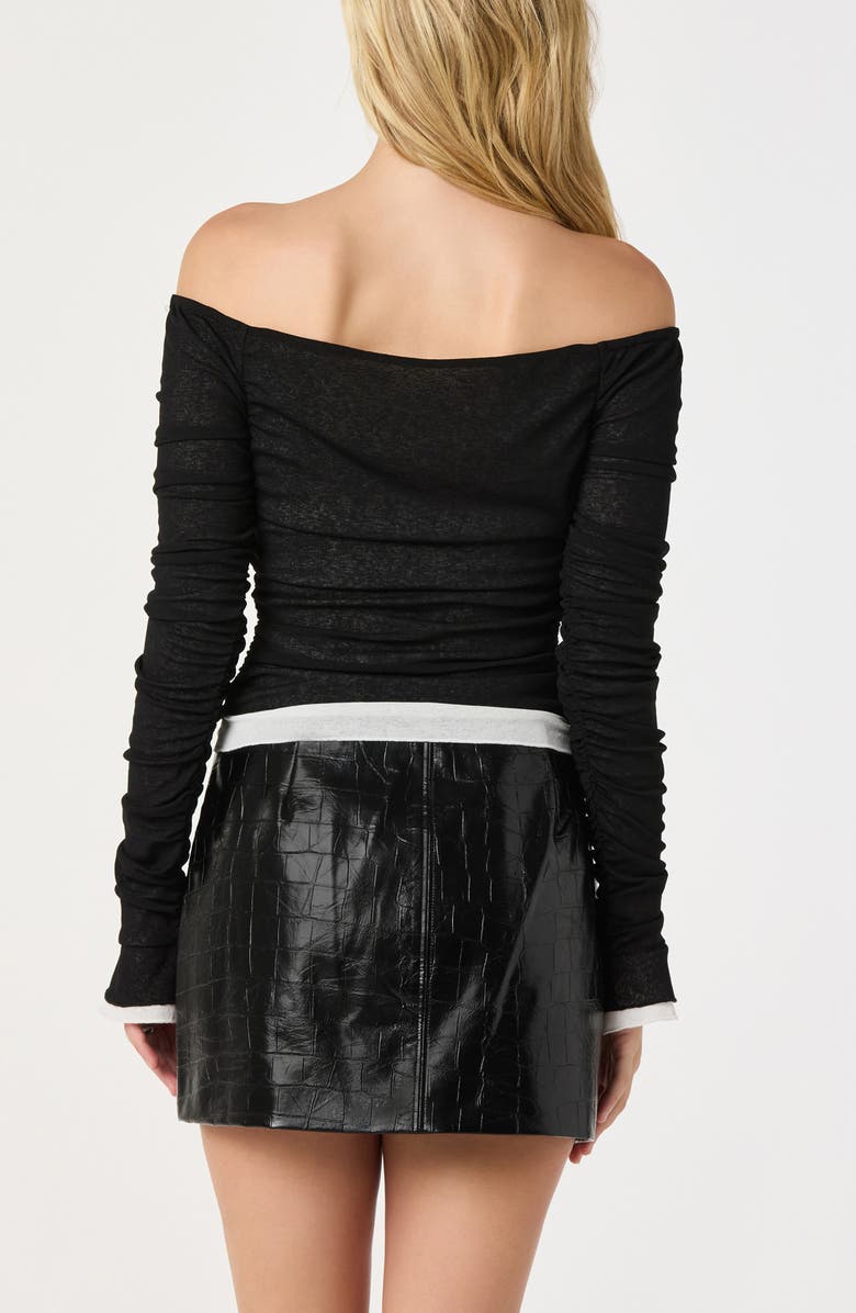 ASTR the Label Ruched Off the Shoulder Top, Alternate, color, Black