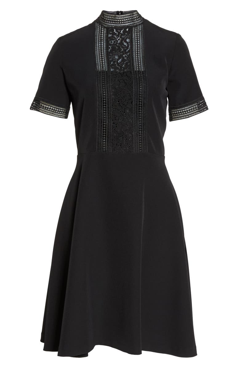Tahari Lace Inset Fit & Flare Crepe Dress, Alternate, color, 