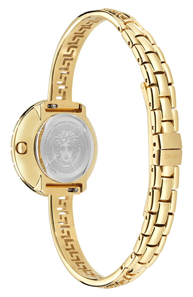 Versace La Greca Diamond Bracelet Watch, 28mm, Alternate, color, Ip Yellow Gold
