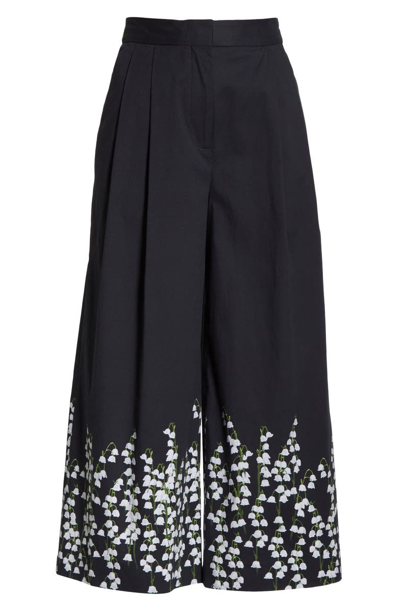 Adam Lippes Pleated Floral Print Stretch Poplin Culottes, Alternate, color,