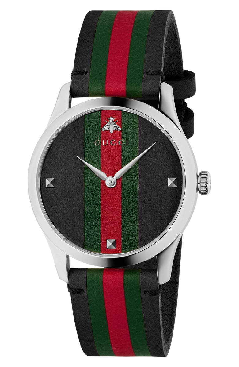 Gucci G-Timeless Leather Strap Watch, 38mm, Main, color, 