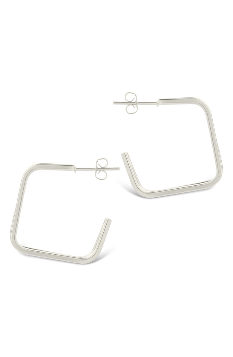 Sterling Forever Davina Square Triple Hoop Earrings, Alternate, color, Silver