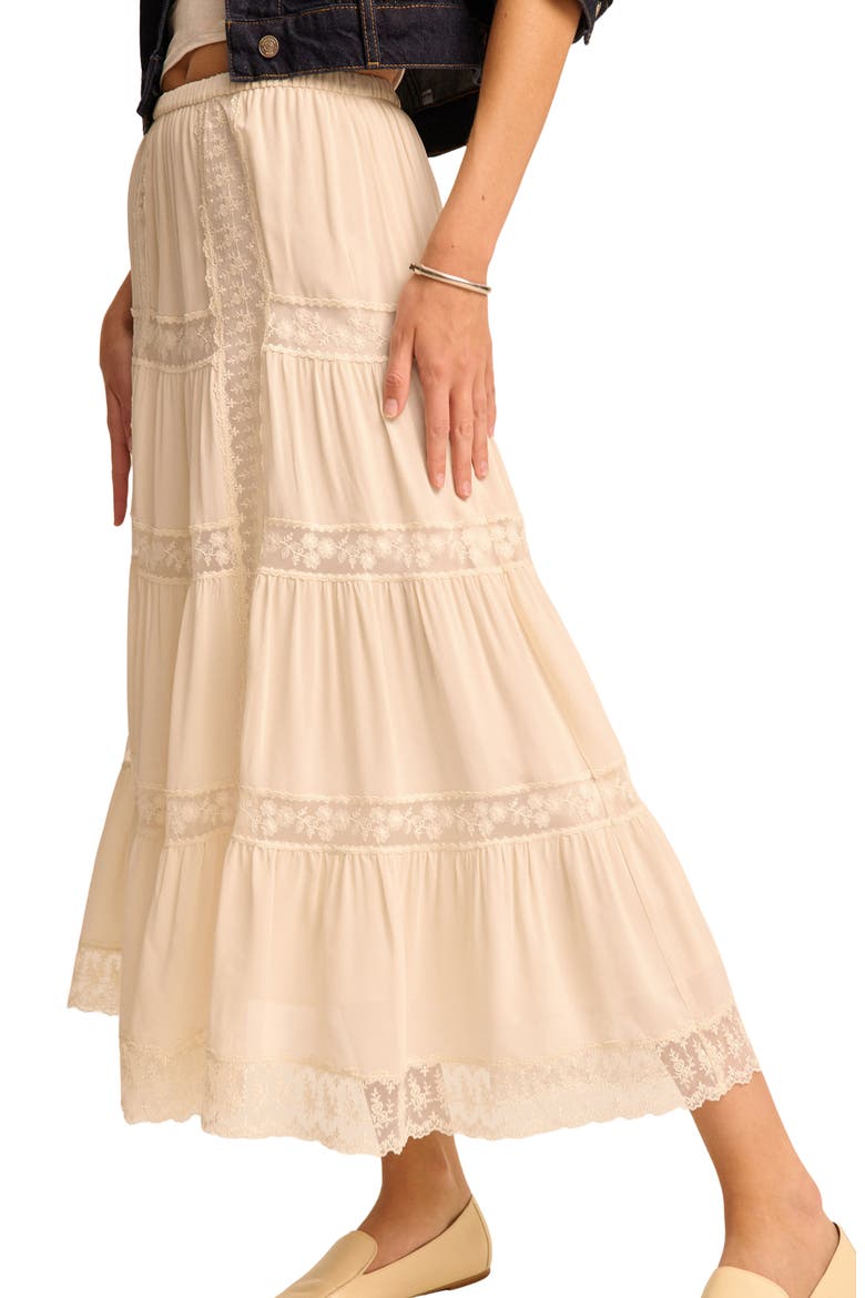 Maevie Lace Inset Tiered Skirt, Alternate, color, CREAM