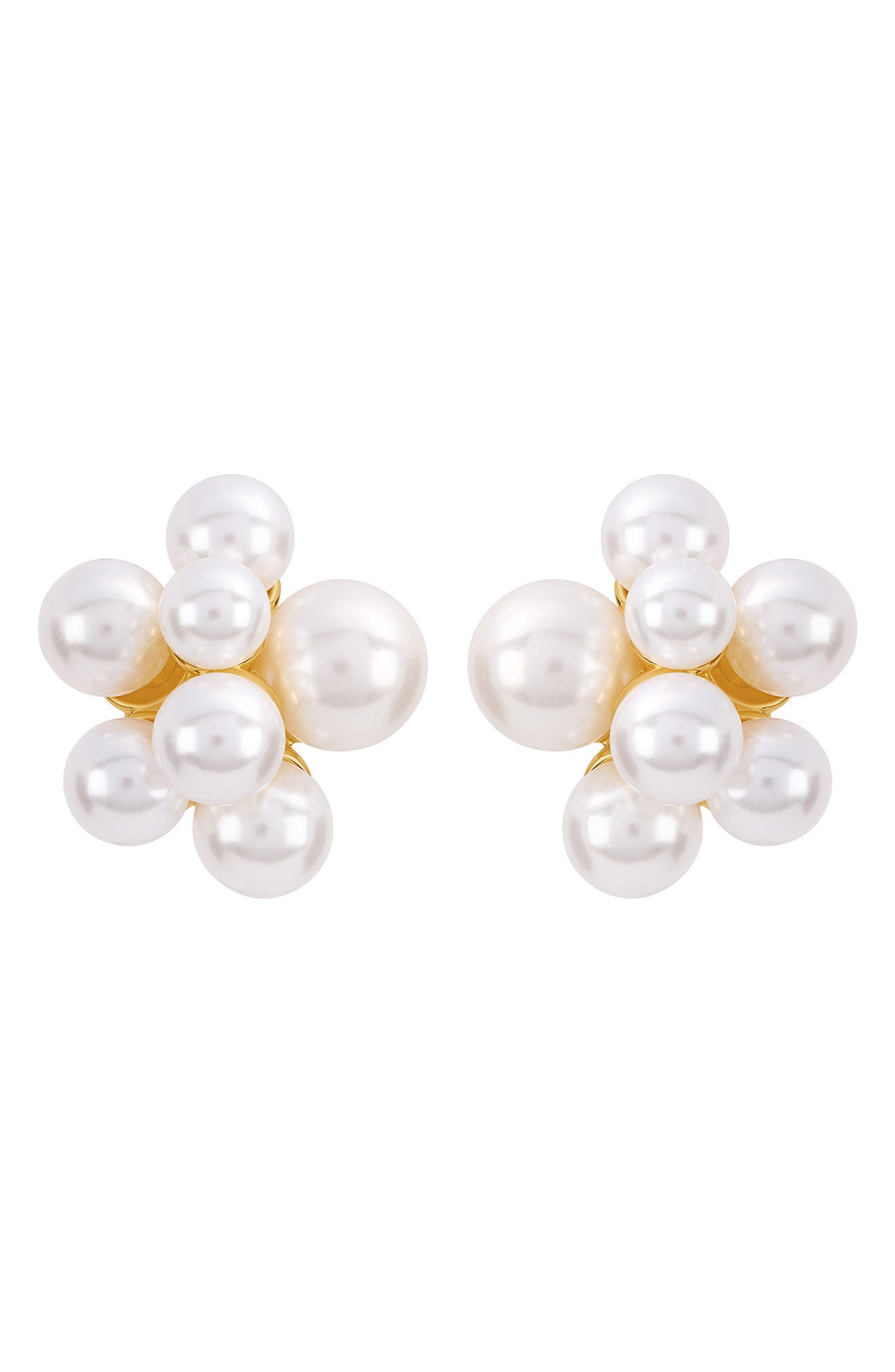 Faux Pearl Cluster Stud Earrings